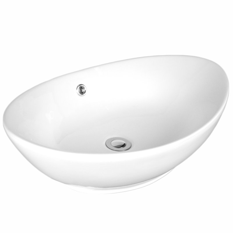 Eisen Home Sutherland White Ceramic Oval Vessel Bathroom Sink with